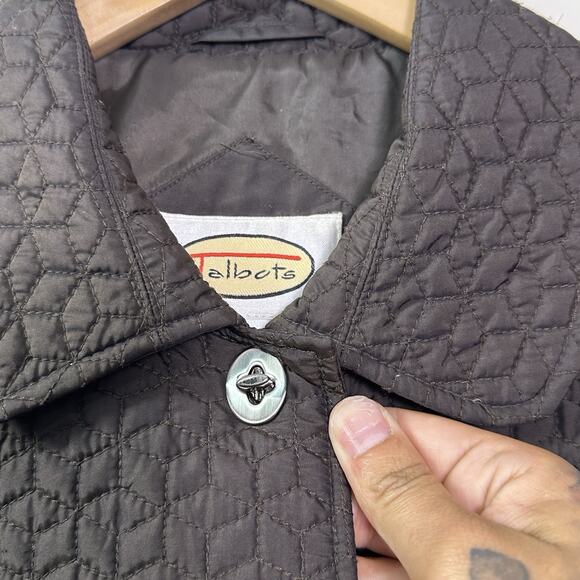 Vintage Talbots Mid Length Quilted Jacket Womens Size M Espresso Brown Preppy - Picture 3 of 7